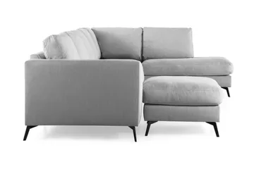 Ocean Lyx 6-sits Högervänd U-formad Soffa med Divan och Schäslong + Fotpall i Tyg - Grå - Möbler - Soffa - U-soffa