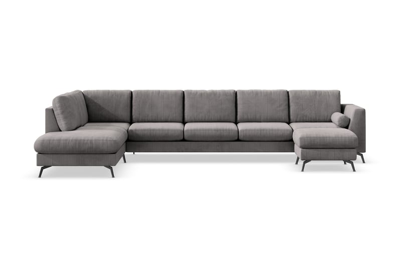 Ocean Lyx 6-sits Vänstervänd U-formad Soffa med Divan och Schäslong + Fotpall i Manchester - Mörkgrå - Möbler - Soffa - U-soffa