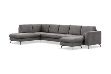 Ocean Lyx 6-sits Vänstervänd U-formad Soffa med Divan och Schäslong + Fotpall i Manchester - Mörkgrå - Möbler - Soffa - U-soffa