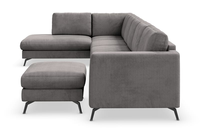 Ocean Lyx 6-sits Vänstervänd U-formad Soffa med Divan och Schäslong + Fotpall i Manchester - Mörkgrå - Möbler - Soffa - U-soffa