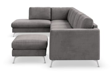 Ocean Lyx 6-sits Vänstervänd U-formad Soffa med Divan och Schäslong + Fotpall i Manchester - Mörkgrå - Möbler - Soffa - U-soffa