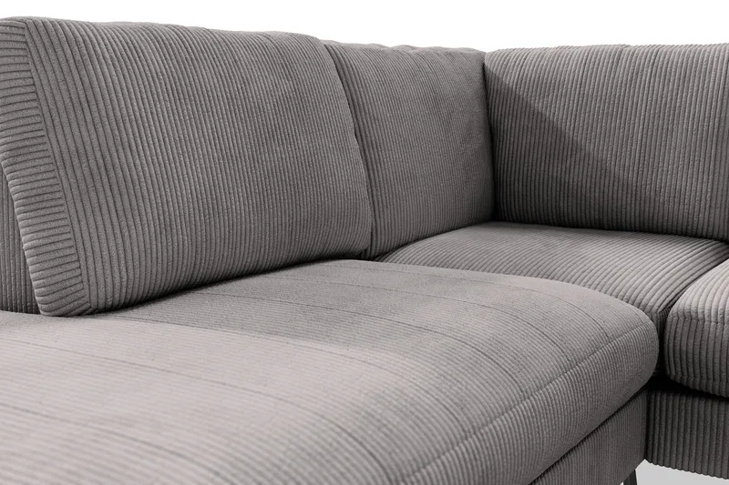 Ocean Lyx 6-sits Vänstervänd U-formad Soffa med Divan och Schäslong + Fotpall i Manchester - Mörkgrå - Möbler - Soffa - U-soffa