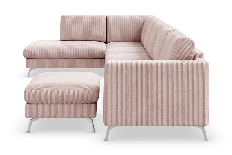 Ocean Lyx 6-sits Vänstervänd U-formad Soffa med Divan och Schäslong + Fotpall i Manchester - Rosa - Möbler - Soffa - U-soffa