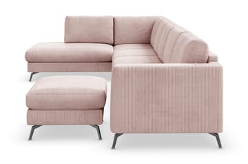 Ocean Lyx 6-sits Vänstervänd U-formad Soffa med Divan och Schäslong + Fotpall i Manchester - Rosa - Möbler - Soffa - U-soffa