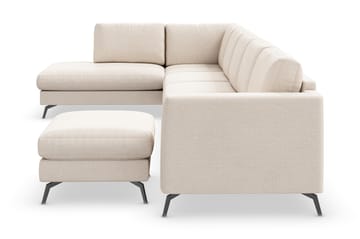 Ocean Lyx 6-sits Vänstervänd U-formad Soffa med Divan och Schäslong + Fotpall i Tyg - Beige - Möbler - Soffa - U-soffa