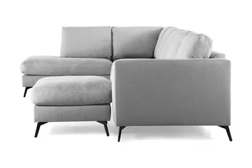 Ocean Lyx 6-sits Vänstervänd U-formad Soffa med Divan och Schäslong + Fotpall i Tyg - Grå - Möbler - Soffa - U-soffa