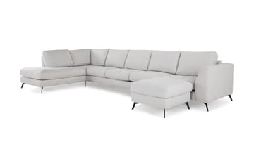 Ocean Lyx 6-sits Vänstervänd U-formad Soffa med Divan och Schäslong + Fotpall i Tyg - Ljusgrå - Möbler - Soffa - U-soffa