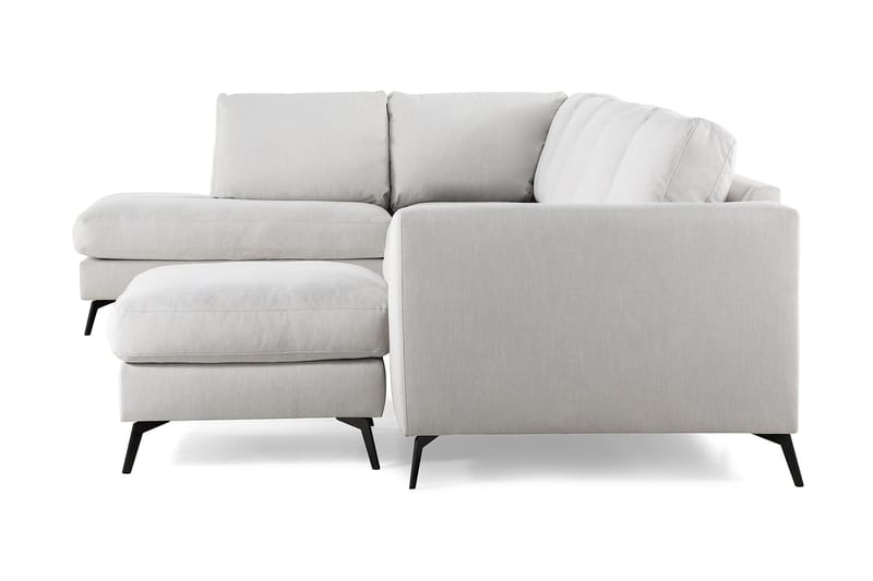 Ocean Lyx 6-sits Vänstervänd U-formad Soffa med Divan och Schäslong + Fotpall i Tyg - Ljusgrå - Möbler - Soffa - U-soffa