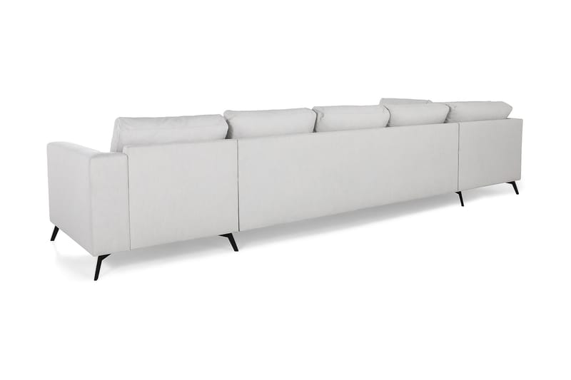 Ocean Lyx 6-sits Vänstervänd U-formad Soffa med Divan och Schäslong + Fotpall i Tyg - Ljusgrå - Möbler - Soffa - U-soffa