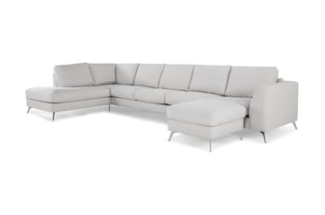 Ocean Lyx 6-sits Vänstervänd U-formad Soffa med Divan och Schäslong + Fotpall i Tyg - Ljusgrå - Möbler - Soffa - U-soffa