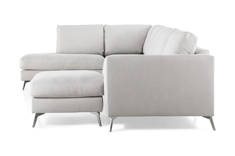 Ocean Lyx 6-sits Vänstervänd U-formad Soffa med Divan och Schäslong + Fotpall i Tyg - Ljusgrå - Möbler - Soffa - U-soffa