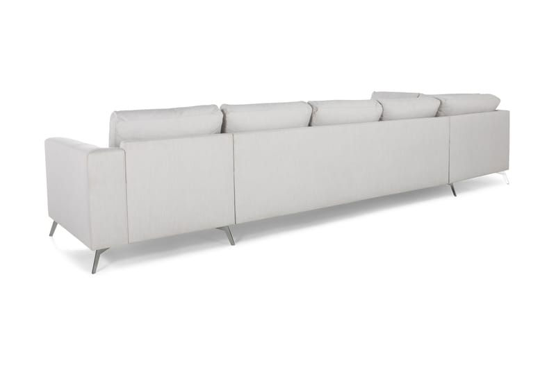 Ocean Lyx 6-sits Vänstervänd U-formad Soffa med Divan och Schäslong + Fotpall i Tyg - Ljusgrå - Möbler - Soffa - U-soffa