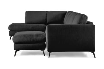 Ocean Lyx 6-sits Vänstervänd U-formad Soffa med Divan och Schäslong + Fotpall i Tyg - Svart - Möbler - Soffa - U-soffa