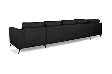 Ocean Lyx 6-sits Vänstervänd U-formad Soffa med Divan och Schäslong + Fotpall i Tyg - Svart - Möbler - Soffa - U-soffa