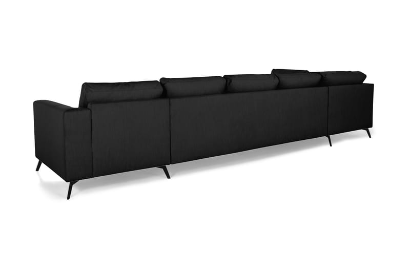 Ocean Lyx 6-sits Vänstervänd U-formad Soffa med Divan och Schäslong + Fotpall i Tyg - Svart - Möbler - Soffa - U-soffa