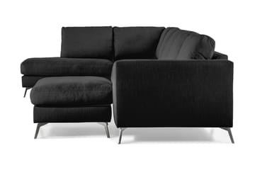 Ocean Lyx 6-sits Vänstervänd U-formad Soffa med Divan och Schäslong + Fotpall i Tyg - Svart - Möbler - Soffa - U-soffa