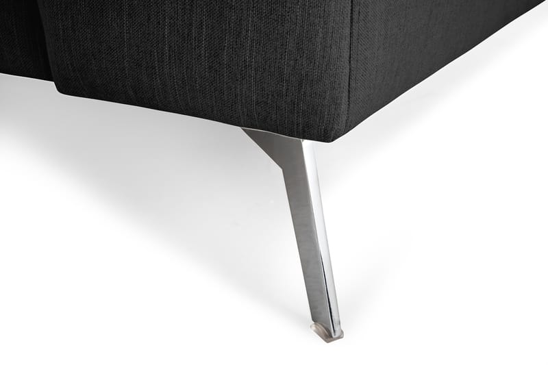 Ocean Lyx 6-sits Vänstervänd U-formad Soffa med Divan och Schäslong + Fotpall i Tyg - Svart - Möbler - Soffa - U-soffa