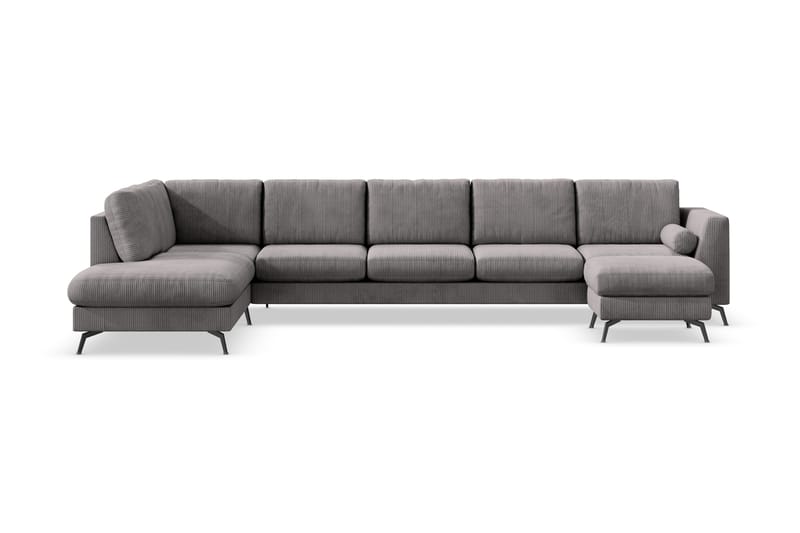 Ocean Lyx 6-sits Vänstervänd U-formad Soffa med Divan och Schäslong + Fotpall i Manchester - Mörkgrå - Möbler - Soffa - U-soffa