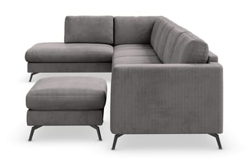 Ocean Lyx 6-sits Vänstervänd U-formad Soffa med Divan och Schäslong + Fotpall i Manchester - Mörkgrå - Möbler - Soffa - U-soffa