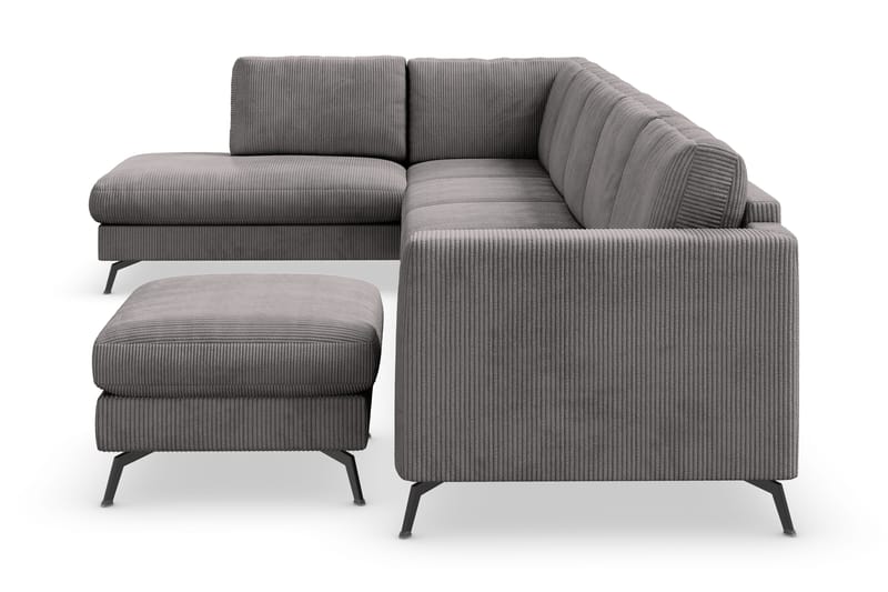 Ocean Lyx 6-sits Vänstervänd U-formad Soffa med Divan och Schäslong + Fotpall i Manchester - Mörkgrå - Möbler - Soffa - U-soffa