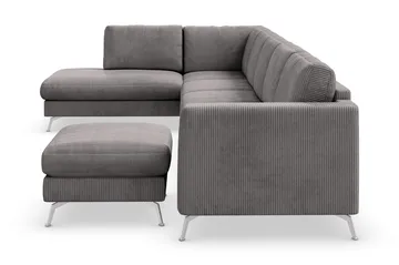 Ocean Lyx 6-sits Vänstervänd U-formad Soffa med Divan och Schäslong + Fotpall i Manchester - Mörkgrå - Möbler - Soffa - U-soffa