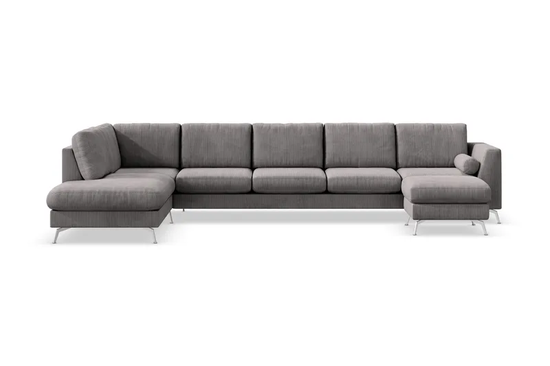 Ocean Lyx 6-sits Vänstervänd U-formad Soffa med Divan och Schäslong + Fotpall i Manchester - Mörkgrå - Möbler - Soffa - U-soffa