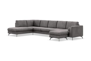 Ocean Lyx 6-sits Vänstervänd U-formad Soffa med Divan och Schäslong + Fotpall i Manchester - Mörkgrå - Möbler - Soffa - U-soffa