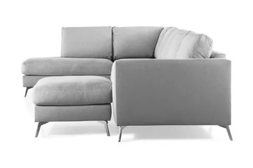 Ocean Lyx 6-sits Vänstervänd U-formad Soffa med Divan och Schäslong + Fotpall i Tyg - Grå - Möbler - Soffa - U-soffa