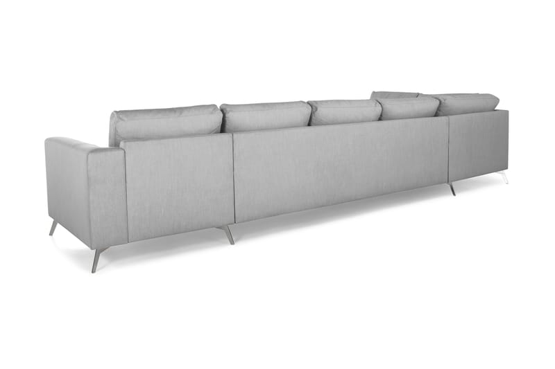 Ocean Lyx 6-sits Vänstervänd U-formad Soffa med Divan och Schäslong + Fotpall i Tyg - Grå - Möbler - Soffa - U-soffa