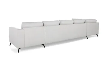 Ocean Lyx 6-sits Vänstervänd U-formad Soffa med Divan och Schäslong + Fotpall i Tyg - Ljusgrå - Möbler - Soffa - U-soffa