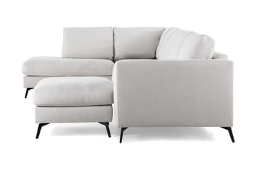 Ocean Lyx 6-sits Vänstervänd U-formad Soffa med Divan och Schäslong + Fotpall i Tyg - Ljusgrå - Möbler - Soffa - U-soffa