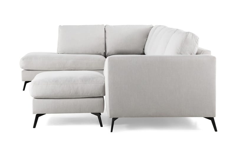 Ocean Lyx 6-sits Vänstervänd U-formad Soffa med Divan och Schäslong + Fotpall i Tyg - Ljusgrå - Möbler - Soffa - U-soffa