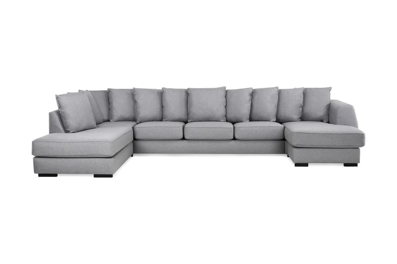 U-soffa Ontario Large med Divan Höger inkl Kuvertkuddar - Ljusgrå - U-soffa