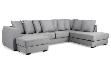 Optus 4-sits Högervänd U-formad Soffa med Divan och Schäslong i Tyg inkl Kuvertkuddar - Ljusgrå - Möbler - Soffa - U-soffa