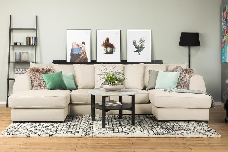 Optus 4-sits U-formad Soffa med dubbeldivan i Tyg inkl Kuvertkuddar - Beige - Möbler - Soffa - U-soffa