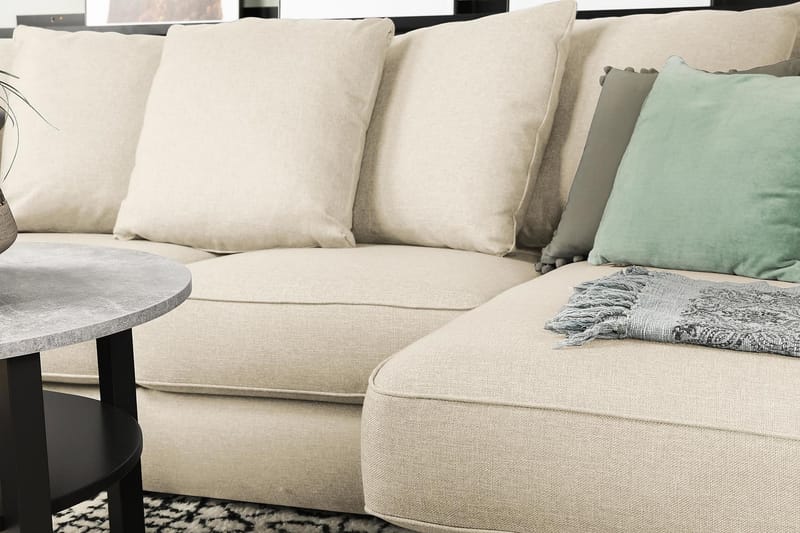 Optus 4-sits U-formad Soffa med dubbeldivan i Tyg inkl Kuvertkuddar - Beige - Möbler - Soffa - U-soffa