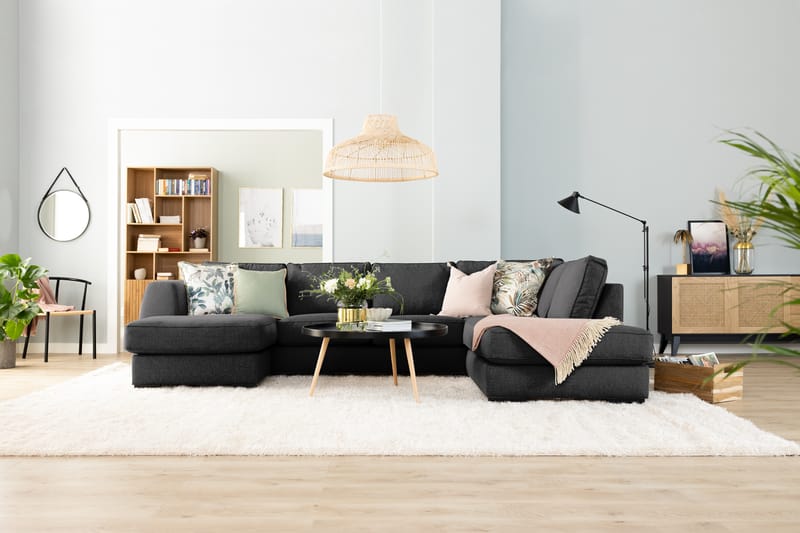 Optus 4-sits U-formad Soffa med dubbeldivan i Tyg - Mörkgrå - Möbler - Soffa - U-soffa