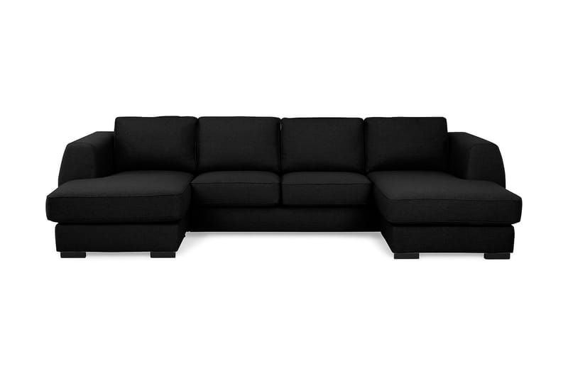 Optus 4-sits U-formad Soffa med dubbeldivan i Tyg - Svart - Möbler - Soffa - U-soffa