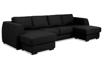 Optus 4-sits U-formad Soffa med dubbeldivan i Tyg - Svart - Möbler - Soffa - U-soffa