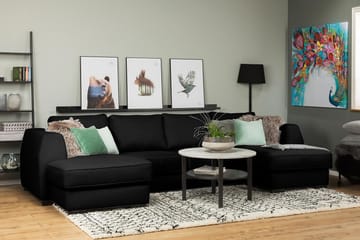 Optus 4-sits U-formad Soffa med dubbeldivan i Tyg - Svart - Möbler - Soffa - U-soffa