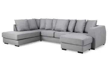 Optus 4-sits Vänstervänd U-formad Soffa med Divan och Schäslong i Tyg inkl Kuvertkuddar - Ljusgrå - Möbler - Soffa - U-soffa