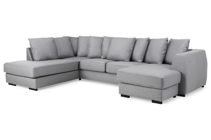 Optus 4-sits Vänstervänd U-formad Soffa med Divan och Schäslong i Tyg inkl Kuvertkuddar - Ljusgrå - Möbler - Soffa - U-soffa