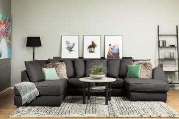 Optus 4-sits Vänstervänd U-formad Soffa med Divan och Schäslong i Tyg inkl Kuvertkuddar - Mörkgrå - Möbler - Soffa - U-soffa