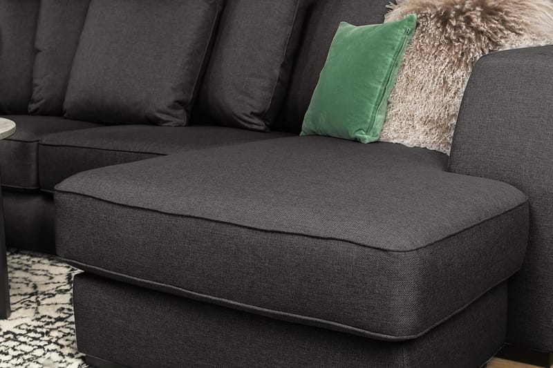 Optus 4-sits Vänstervänd U-formad Soffa med Divan och Schäslong i Tyg inkl Kuvertkuddar - Mörkgrå - Möbler - Soffa - U-soffa