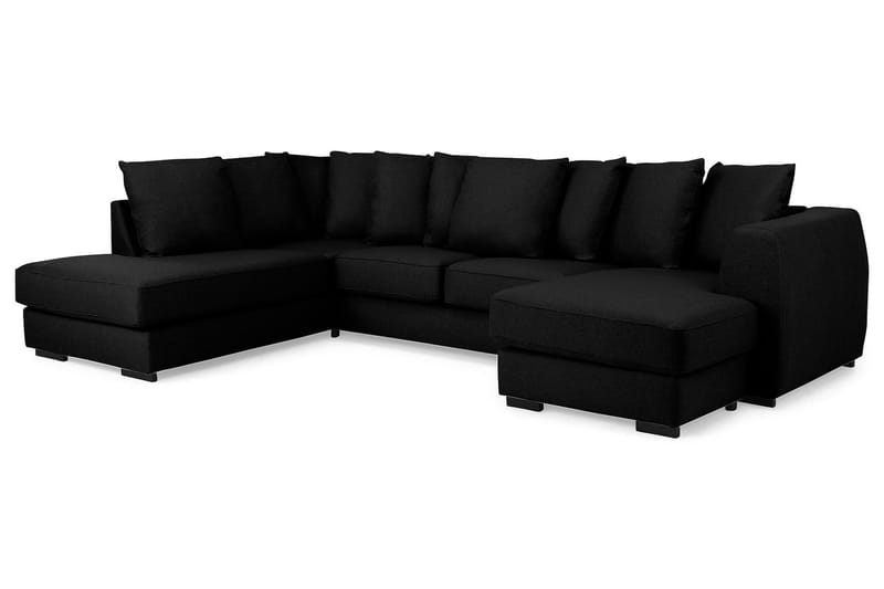 Optus 4-sits Vänstervänd U-formad Soffa med Divan och Schäslong i Tyg inkl Kuvertkuddar - Svart - Möbler - Soffa - U-soffa