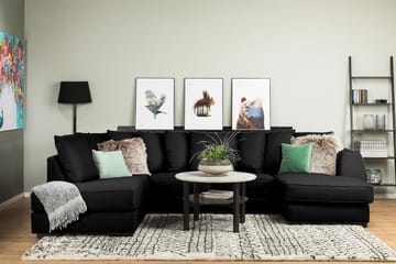 Optus 4-sits Vänstervänd U-formad Soffa med Divan och Schäslong i Tyg inkl Kuvertkuddar - Svart - Möbler - Soffa - U-soffa