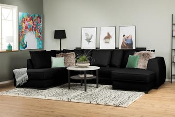 Optus 4-sits Vänstervänd U-formad Soffa med Divan och Schäslong i Tyg inkl Kuvertkuddar - Svart - Möbler - Soffa - U-soffa