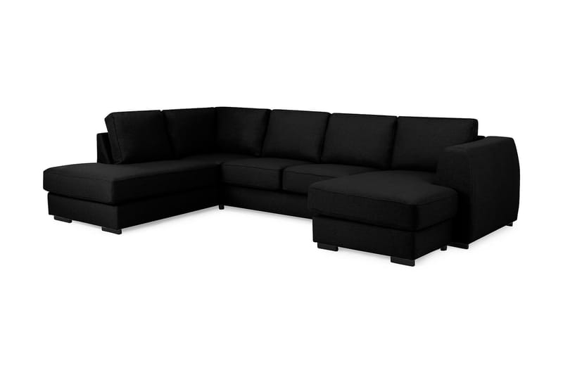 Optus 4-sits Vänstervänd U-formad Soffa med Divan och Schäslong i Tyg - Svart - Möbler - Soffa - U-soffa