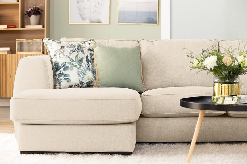 Optus 6-sits Högervänd U-formad Large Soffa med Divan och Schäslong i Tyg - Beige - Möbler - Soffa - U-soffa