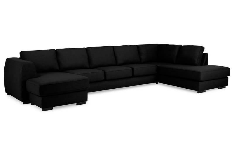 Optus 6-sits Högervänd U-formad Large Soffa med Divan och Schäslong i Tyg - Svart - Möbler - Soffa - U-soffa
